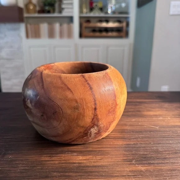 Thick Solid Wooden Bowl/Planter - Picture 3 of 10